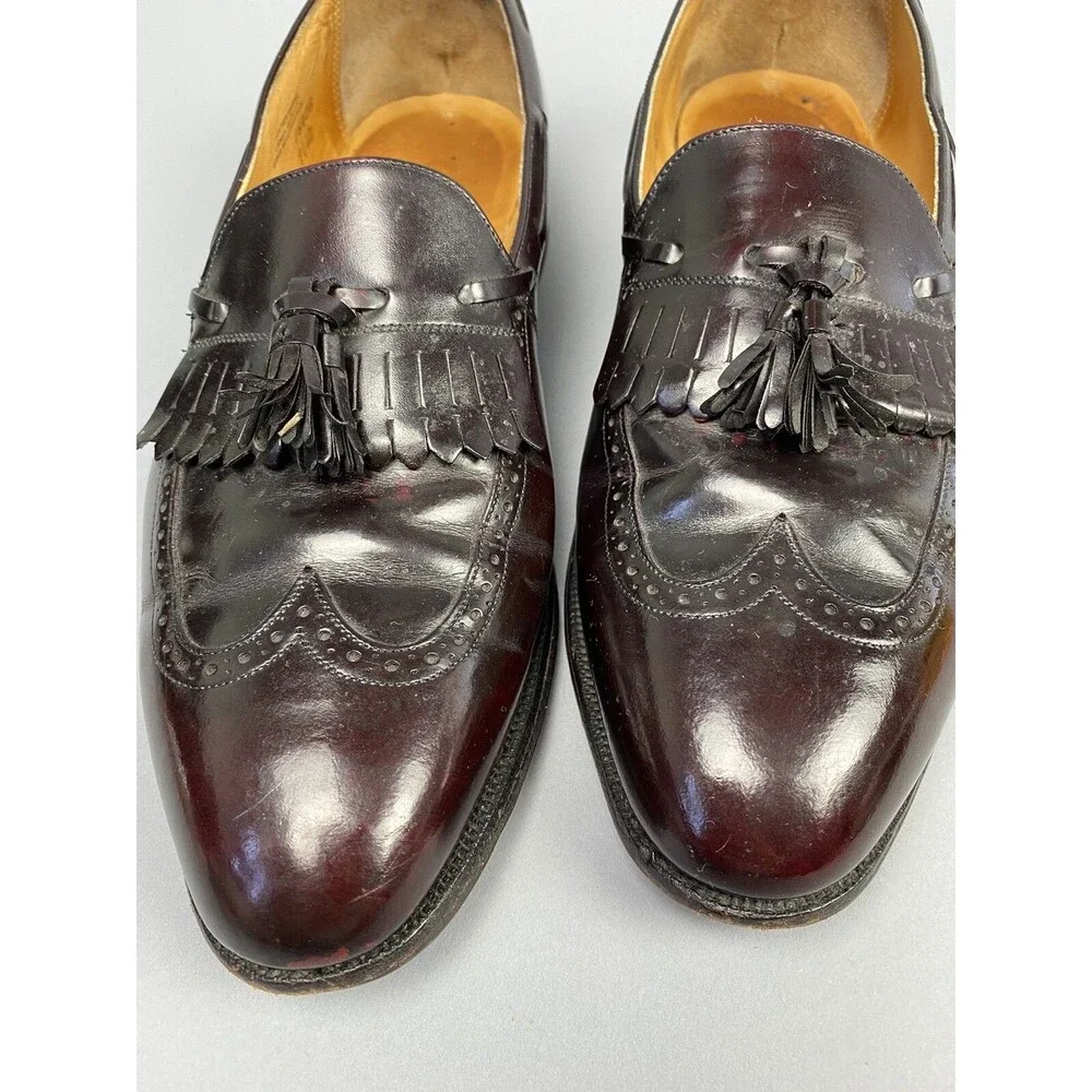 JOHNSTON & MURPHY BURGUNDY WINGTIP OXFORD SHOES SLIP ON TASSLE LOAFER 11 D/B